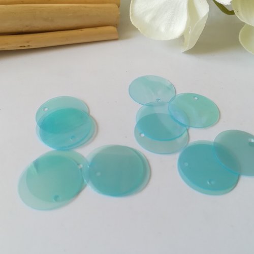 20 sequins pvc bleus à reflets 16 mm x 20
