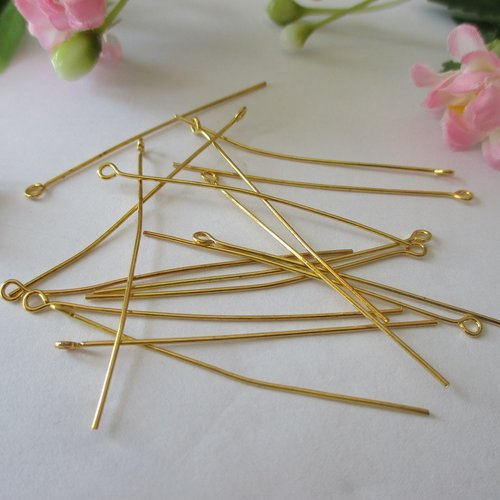 50 clous tiges dorées 5 cm à tête œil