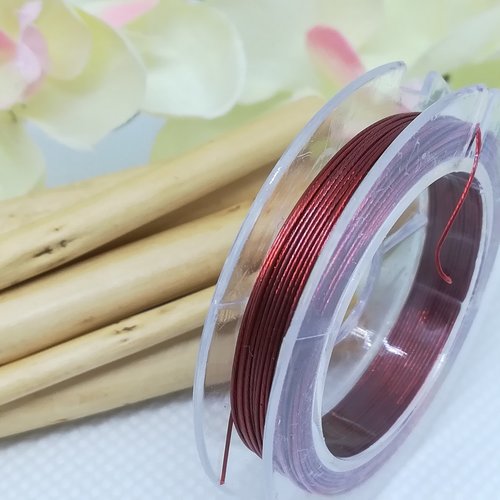 Fil acier câblé 0.38 mm bordeaux x 10 m