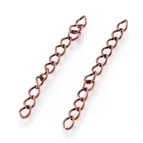 20 chaînettes d'extension 5 cm cuivre rouge