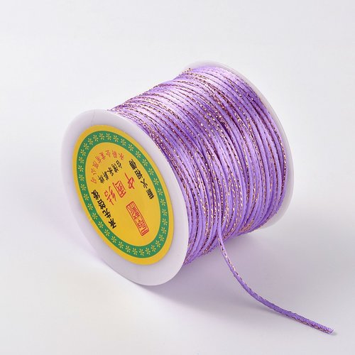 Cordon polyester 2 mm mauve et doré x 1 m