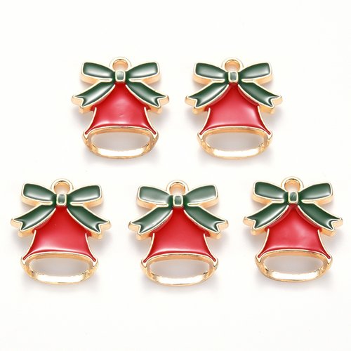 2 breloques métal et émail cloche de noël