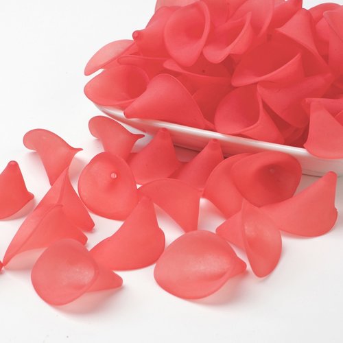 10 coupelles fleur acrylique givré 20 mm rouge corail