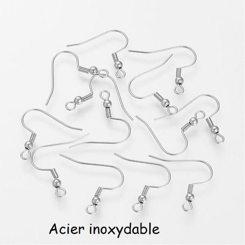 20 crochets d'oreilles acier inoxydable