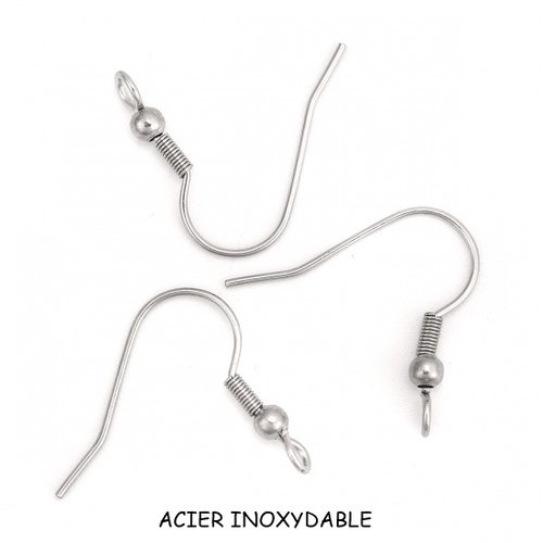 24 crochets d'oreilles acier inoxydable trou face
