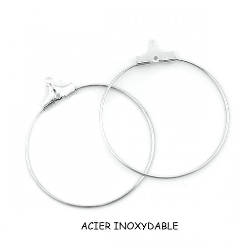 8 créoles acier inoxydable 30 mm