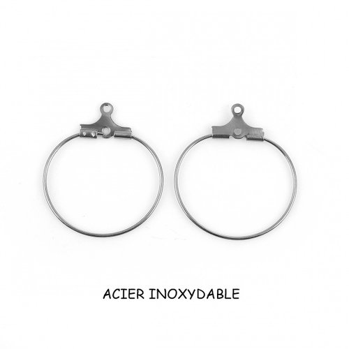 10 créoles acier inoxydable 25 mm