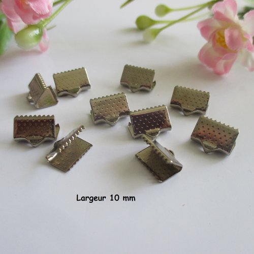 50 fermoirs griffes 10 mm gunmétal clair