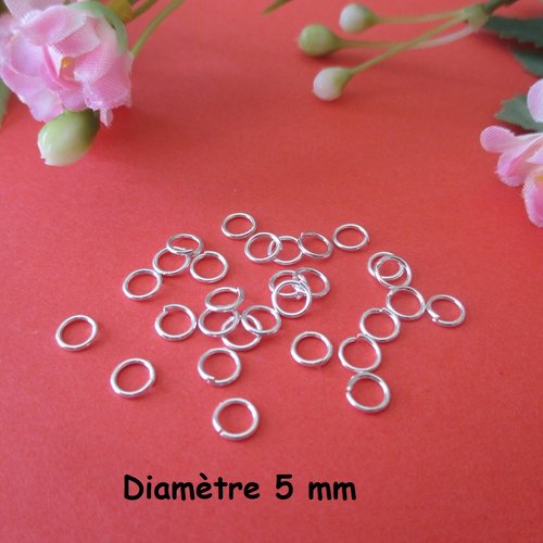 50 anneaux 5 mm argenté