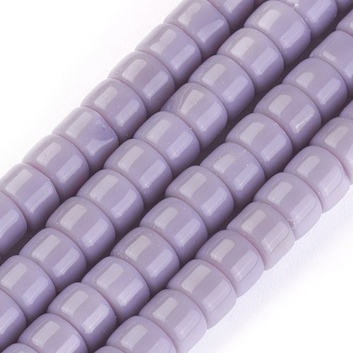 20 perles en verre colonne 8 mm lilas