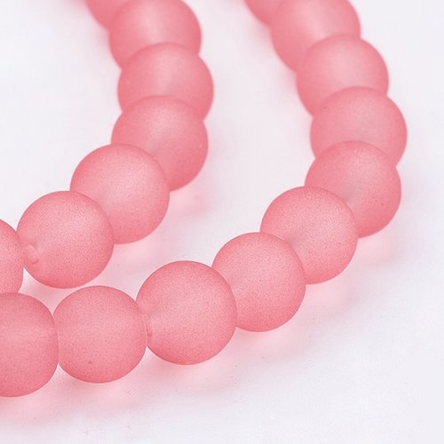 25 perles en verre givré 6 mm saumon foncé