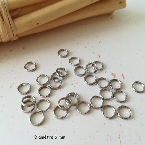 50 anneaux doubles 6 mm argent mat