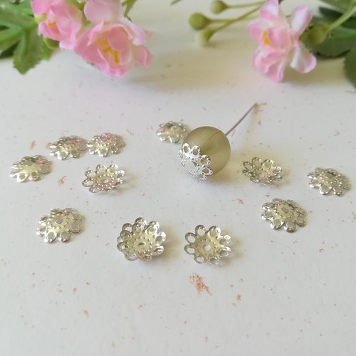 50 coupelles filigrane 10 mm argenté