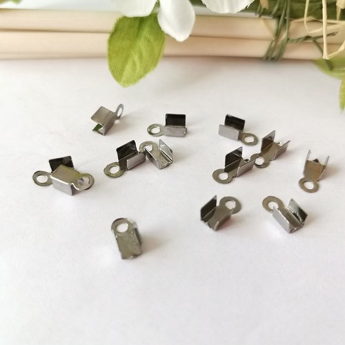 50 embouts serre fil 6 x 2 mm argent mat
