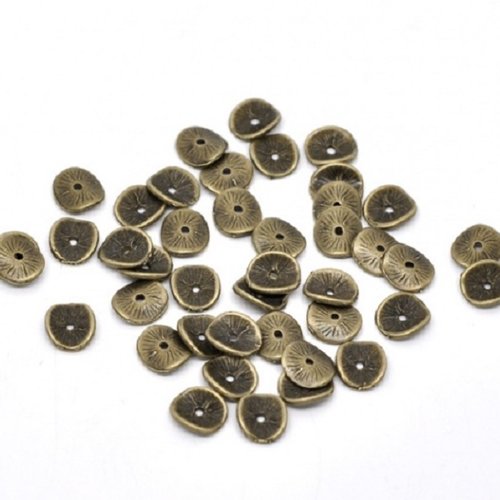 30 perles métal ondulé 9 mm bronze