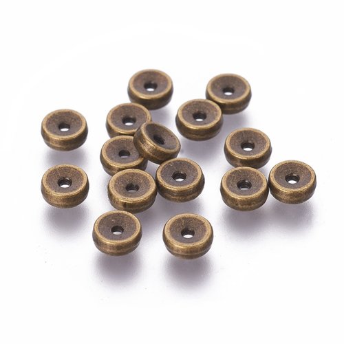 60 perles métal rondelle 5 mm bronze