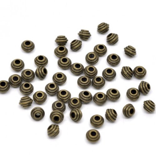 25 perles métal toupie 6 mm bronze