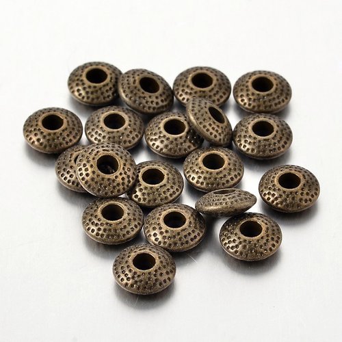 20 perles métal ronde disque 8 mm bronze
