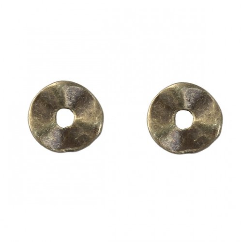 25 perles métal ronde ondulé 7 mm bronze
