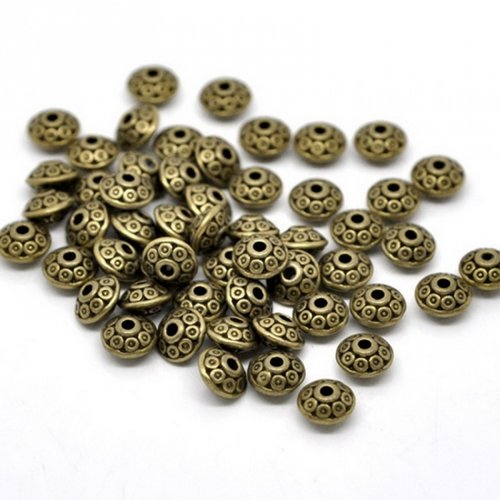 35 perles métal toupie 6.5 mm bronze