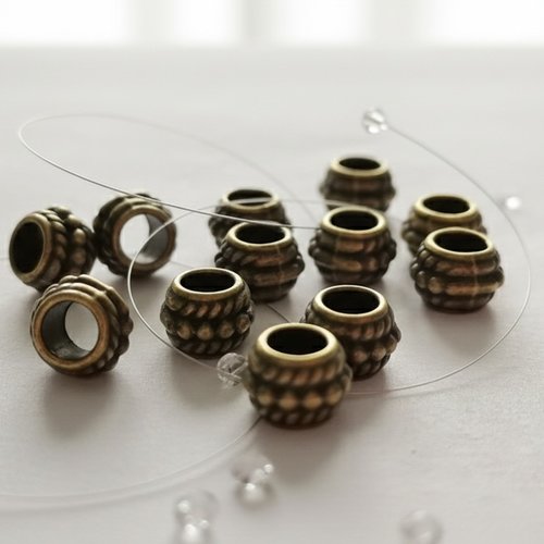 12 perles métal 7 x 5 mm bronze