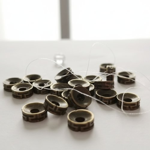 36 perles métal intercalaire 7.5 mm bronze