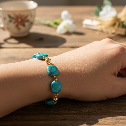 20 perles acrylique bleu et doré