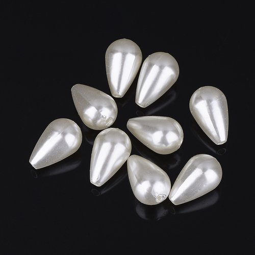 13 perles acrylique goutte ivoire 15 x 8  mm