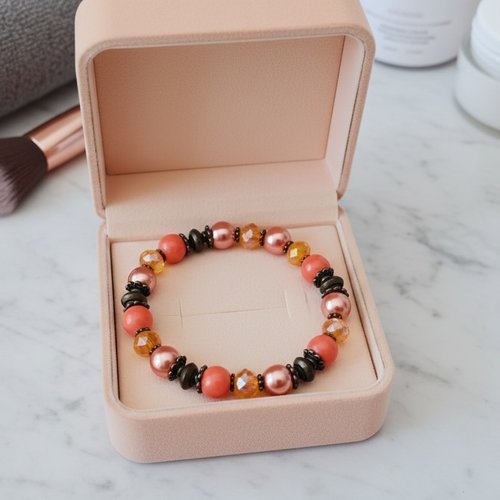 Kit bracelet perles en verre orange