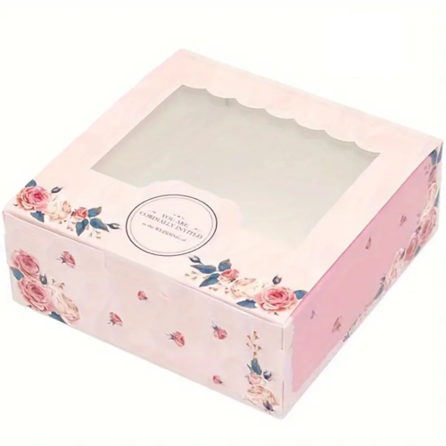 5 boîtes cadeaux rose à fenêtre