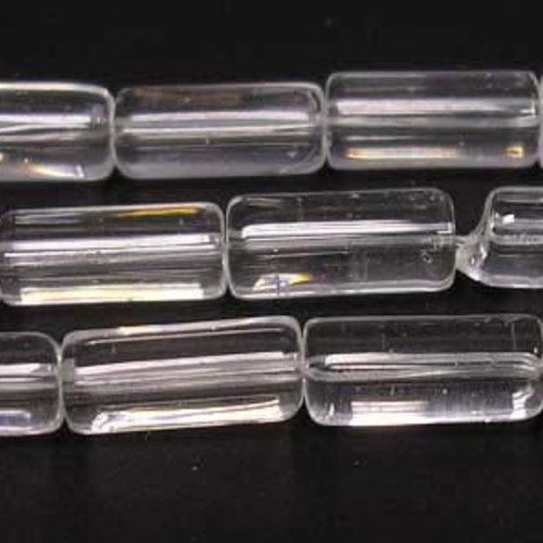 20 perles en verre tube 10 mm cristal