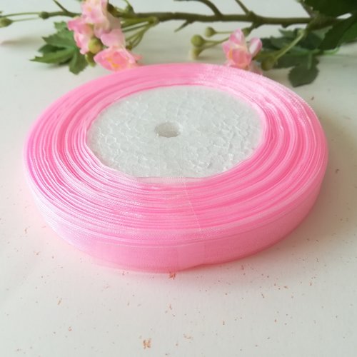 45 m ruban organza 10 mm rose