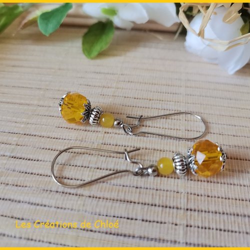 Kit de boucles d'oreilles jaune et argent mat