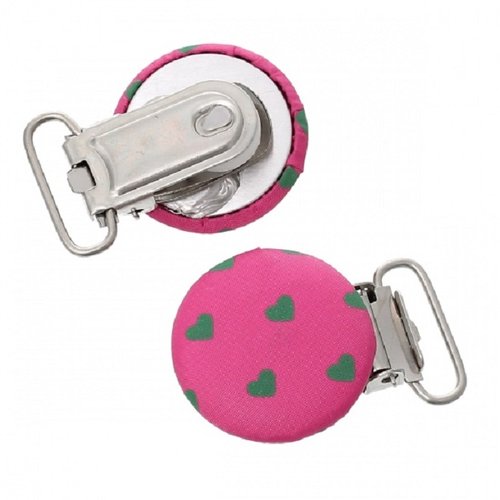 2 clips pince attache tétine bois tissus rond 3cm