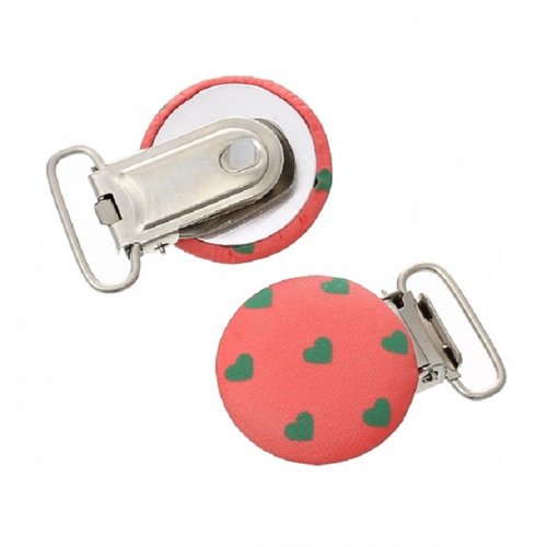 2 clips pince attache tétine bois tissus rond 3cm