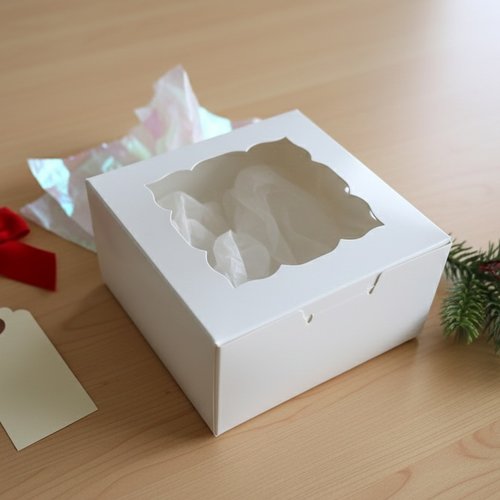 Lot de 5 boites cadeaux carton 10 x 10 cm à fenêtre