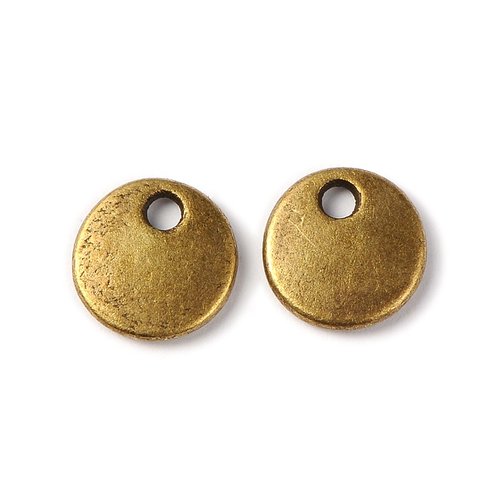 10 pendentifs sequin rond bronze 8 mm
