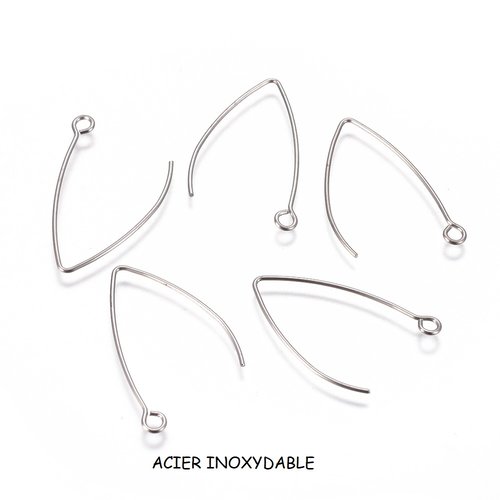 10 grands crochets d'oreilles acier inoxydable