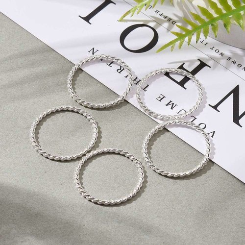 50 anneaux connecteurs torsadés 25 mm argenté