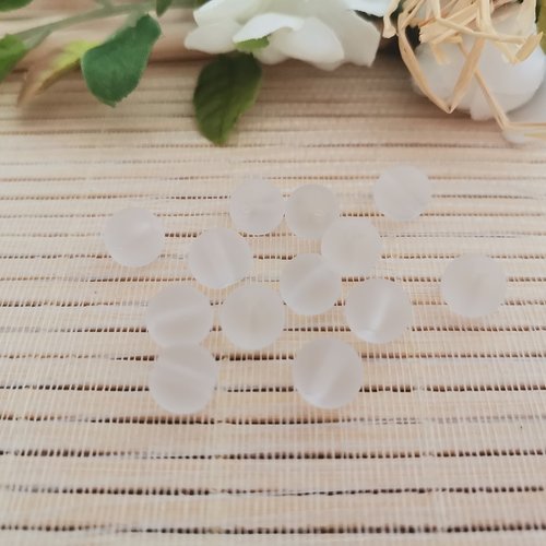 100 perles en verre dépoli 8 mm blanche