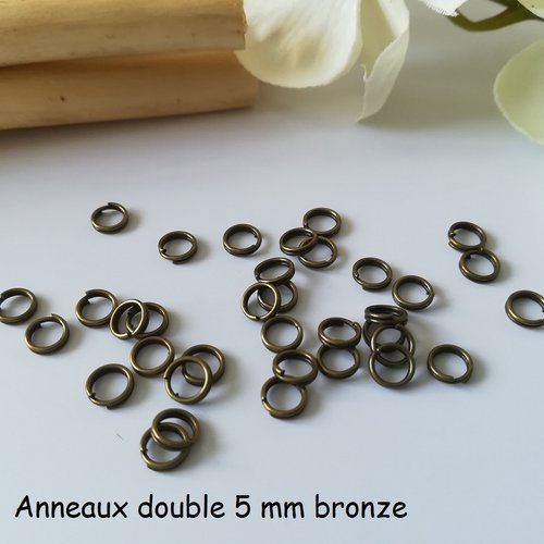 50 anneaux doubles 5 mm bronze