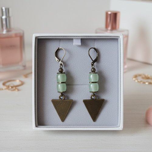 Kit boucles d'oreilles pendentif métal et perles colonne