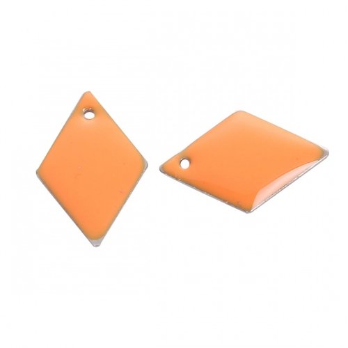 4 pendentifs sequin émail losange 16 x 10 mm orange