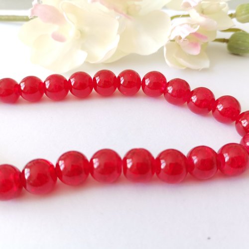 10 perles en verre craquelé 10 mm rouge