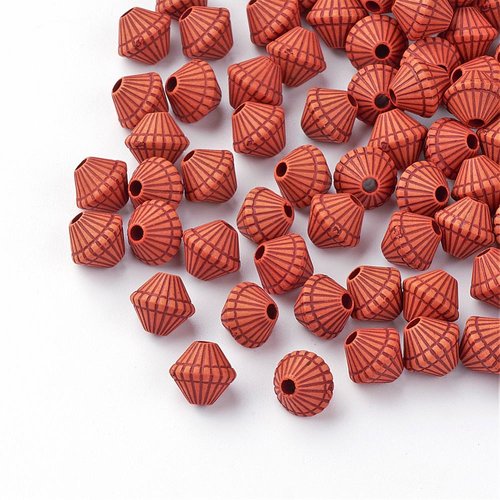 50 perles acrylique imitation bois 9x 8 mm marron