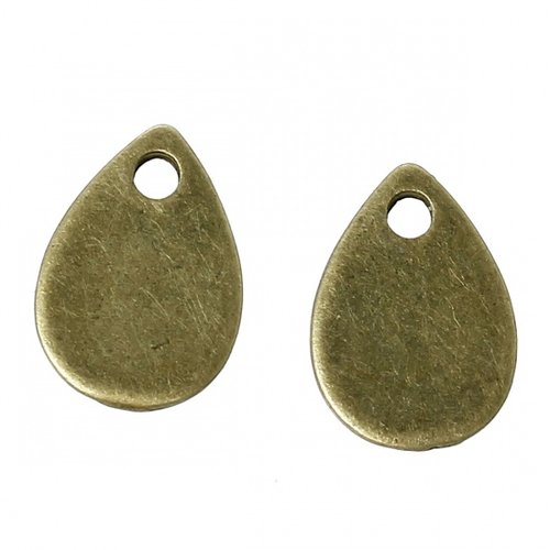 10 pendentifs/breloques métal goutte 11 mm bronze