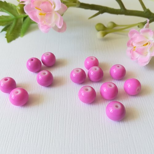 20 perles en verre 8 mm rose