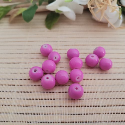 20 perles en verre 8 mm rose