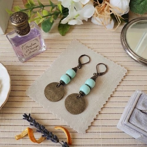 Kit boucles d'oreilles pendentif métal et perles colonne