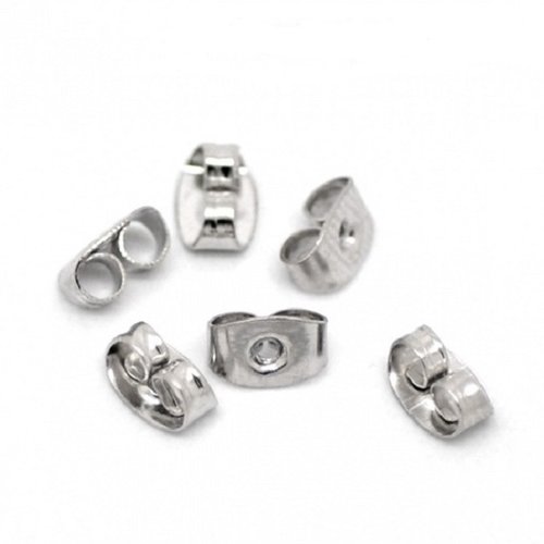 50 embouts poussoirs métal argent mat